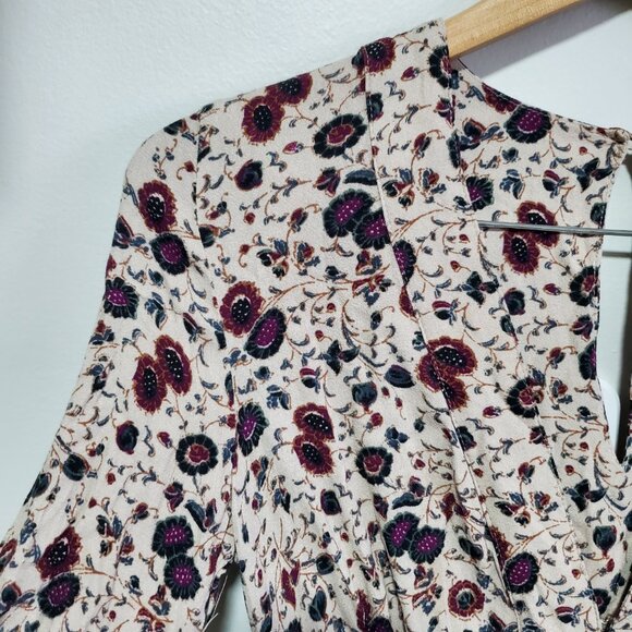 FREE PEOPLE Some Like It Hot Floral Jumpsuit Long Sleeve Deep V-Neck Women's 0 - Picture 4 of 16